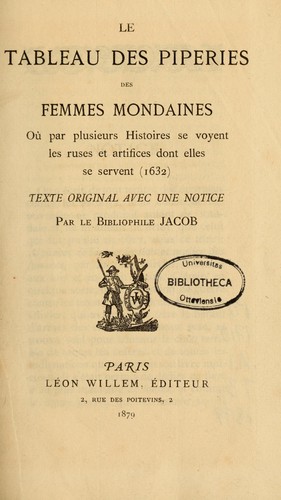 Le Tableau des piperies des femmes mondaines