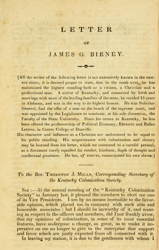 Letter on colonization