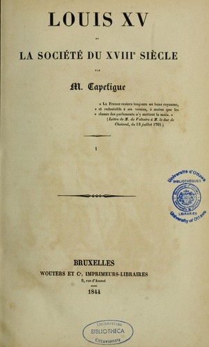 Louis XV et la socíeté du XVIIIe siècle