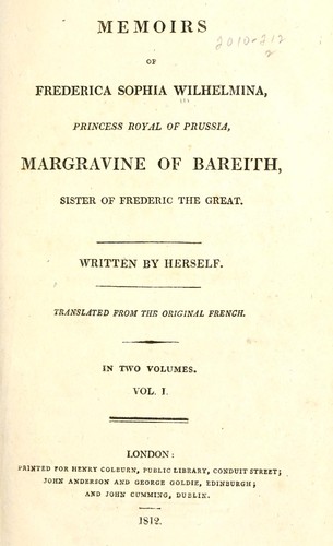 Memoirs of Frederica Sophia Wilhelmina