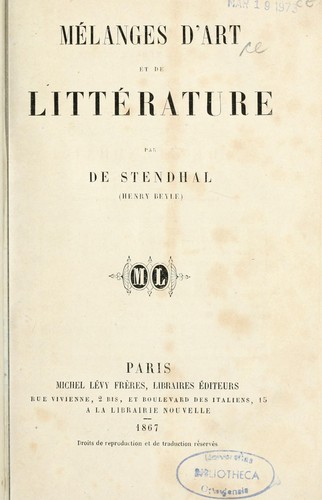 Mélanges d'art et de littérature
