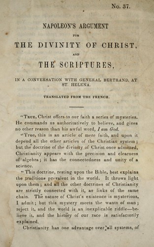 Napoleon's argument for the divinity of Christ and the Scriptures