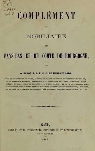 Nobiliaire des Pays-Bas et du comté de Bourgogne