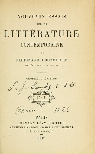Nouveaux essais sur la littérature contemporaine