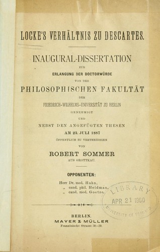 Locke's Verhältnis zu Descartes