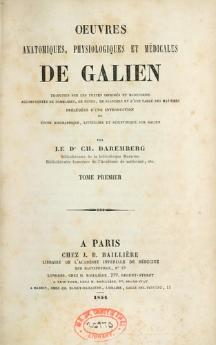 Œuvres anatomiques, physiologiques et médicales de Galien