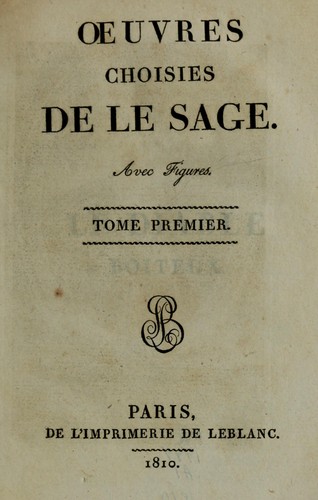 Oeuvres choisies de La Sage
