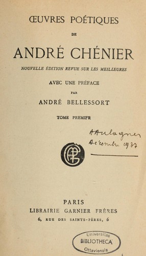 Oeuvres poétiques de André Chénier