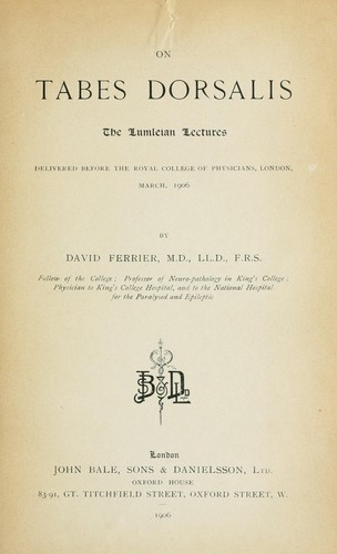 On tabes dorsalis