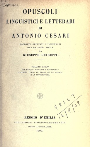 Opuscoli linguistici e letterari