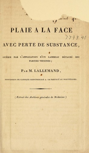 Plaie à la face avec perte de substance
