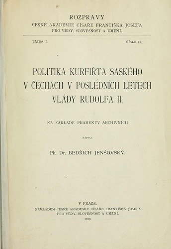 Politika kurfiřta saského v Čechách v posledních letech vlády Rudolfa II