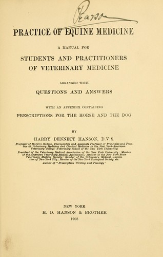 Practice of equine medicine