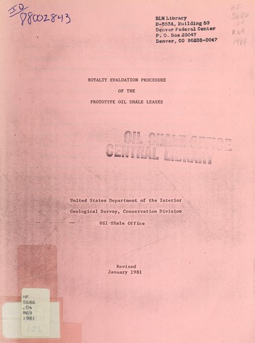 Royalty evaluation procedure of the prototype oil shale leases