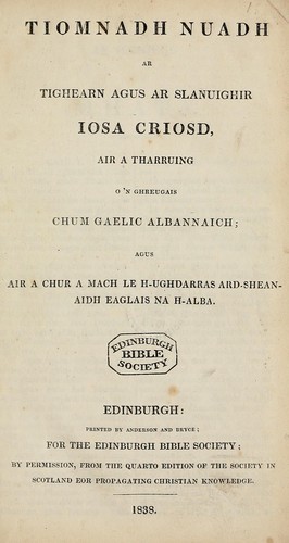 Tiomnadh Nuadh ar Tighearn agus ar Slanuighir Iosa Criosd