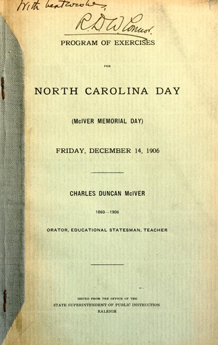 Program of exercises for North Carolina Day (McIver Memorial Day)