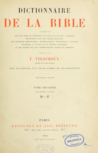 Dictionnaire de la Bible ...