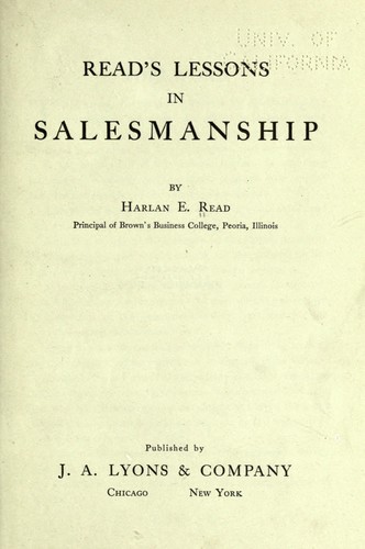 Read's lessons in salesmanship