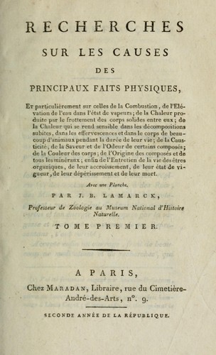 Recherches sur les causes des principaux faits physiques
