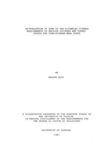 Re-evaluation of some of the B-complex vitamin requirements of broiler chickens and turkey poults fed corn-soybean meal diets