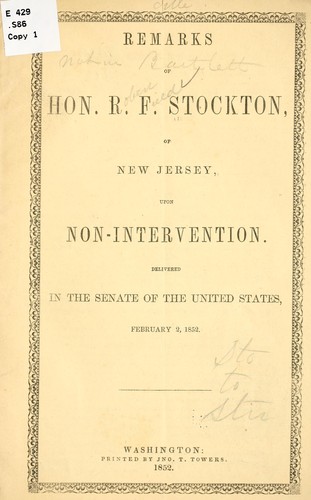 Remarks of Hon. R. F. Stockton, of New Jersey, upon non-intervention