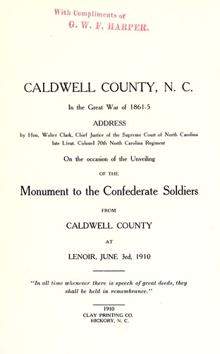Reminscences of Caldwell County, N. C.