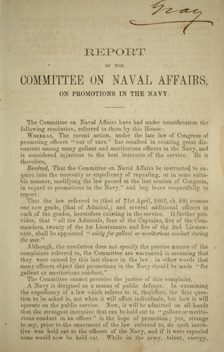 Report of the Committee on Naval Affairs, on promotions in the Navy
