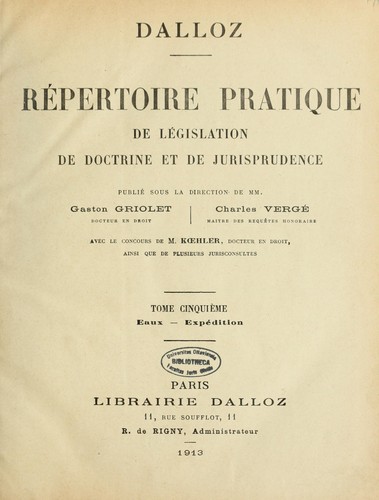 Répertoire pratique de législation, de doctrine et de jurisprudence