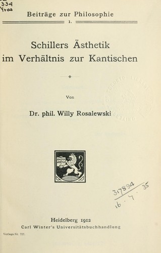 Schillers Ästhetik im Verhältnis zur Kantischen