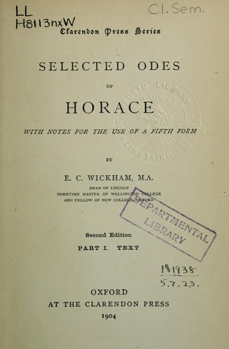 Selected odes of Horace