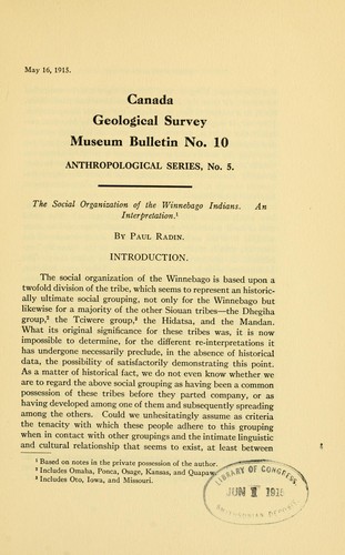 The social organization of the Winnebago Indians