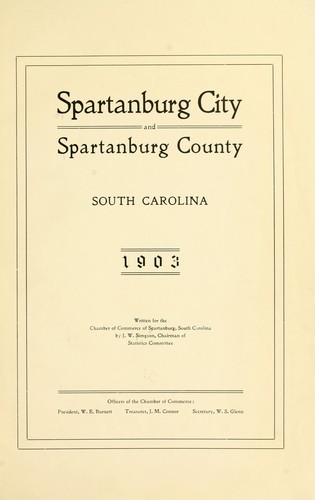 Spartanburg city and Spartanburg County, South Carolina, 1903