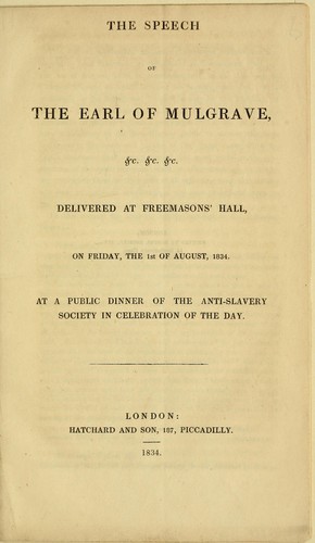 The speech of the Earl of Mulgrave, &c. &c. &c