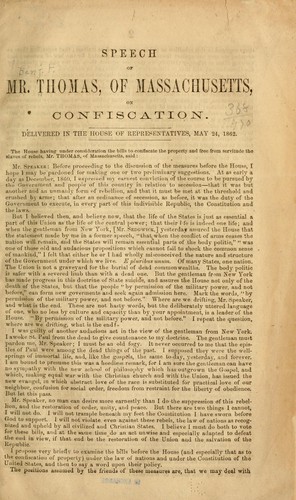 Speech of Mr. Thomas, of Massachusetts