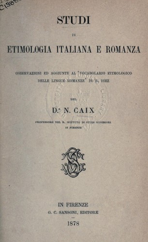 Studi di etimologia Italiana e Romanza