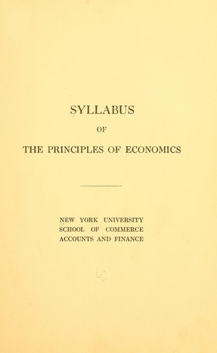 Syllabus of the principles of economics