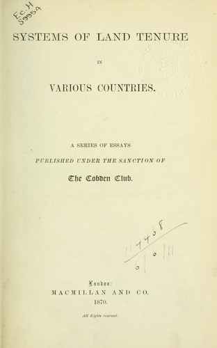 Systems of land tenure in various countries