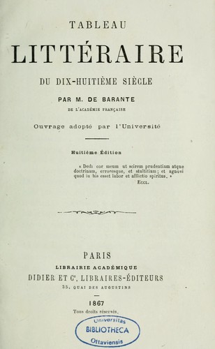 Tableau littéraire du dix-huitième siècle