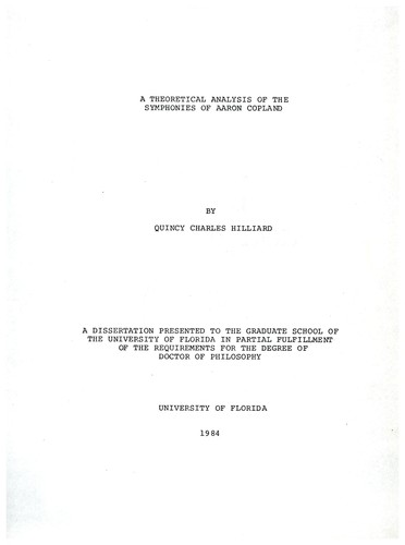 A theoretical analysis of the symphonies of Aaron Copland