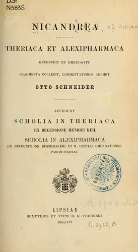Theriaca et Alexipharmaca