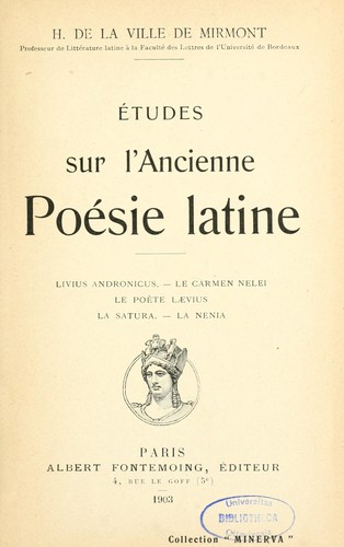Études sur l'ancienne poésie latine