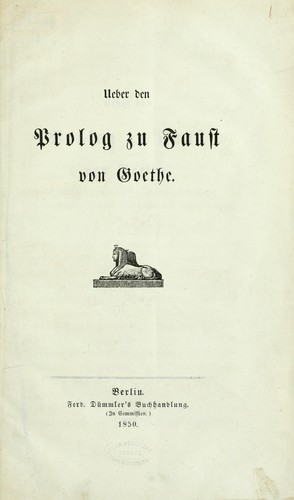 Ueber den Prolog zu Faust von Goethe