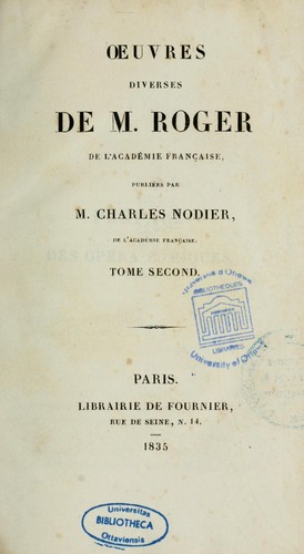 Œuvres diverses de m. Roger ...