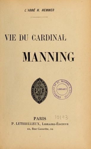 Vie du Cardinal Manning