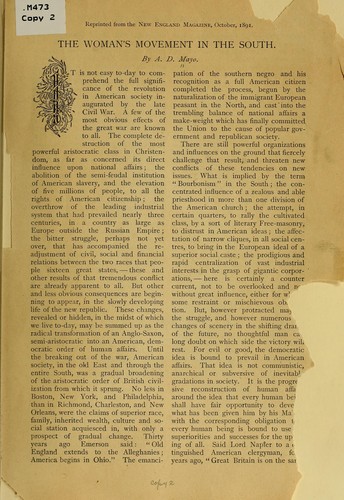 The woman's movement in the South