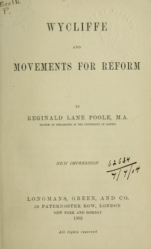 Wycliffe and the movements for reform