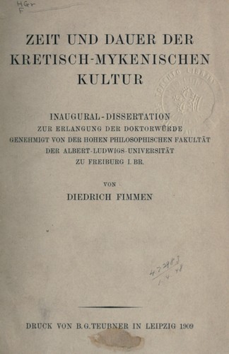 Zeit und Dauer der kretisch-mykenischen Kultur