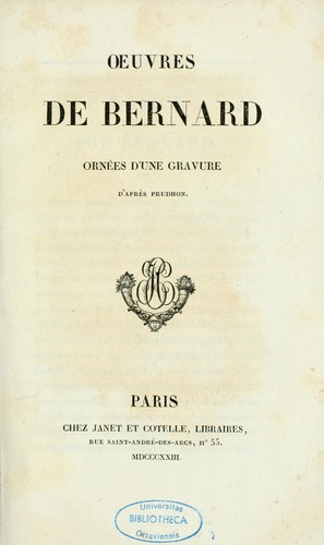 Œuvres de Bernard, ornées d'une gravure d'après Prudhon