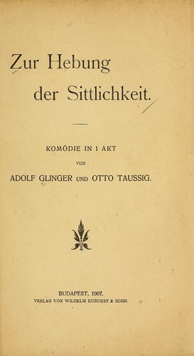 Zur Hebung der Sittlichkeit