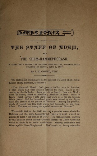 The staff of Adam and the Shem-Hammephorash